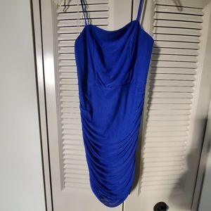 blue mesh bodycon dress